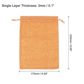 PATIKIL 9"x7" Coin Sacks Bag, 6Pcs Bank Deposit Change Transit Bags with Drawstring Canvas Gift Sacks, Orange