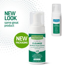 Medline Remedy Clinical No-Rinse Foam Cleanser, Vanilla Scent (4 fl oz) - Hydrating Shampoo and Body Wash for Sensitive Skin, Paraben and Sulfate Free, For Face, Hair, and All Ages