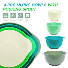 BoxedHome Classic Mixing Bowl Set, BPA Free Plastic, Microwave and Dishwasher Safe, 4.5 quarts (Army Green)