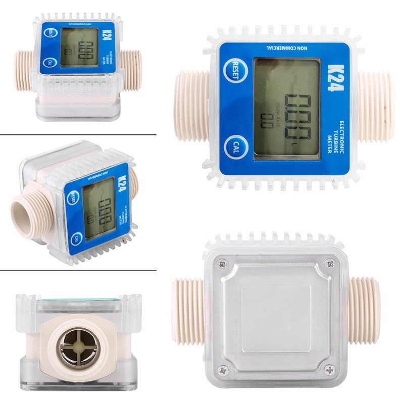 1pc K24 Turbine Digital Diesel Oil Fuel Flow Meter Gauge
