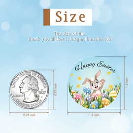 Heyfibro 500 PCS 1.5 Inch Happy Easter Roll Stickers for Small Business, Gift Packing, Cards, Candy Bags, Envelope Seals, Party Supplies (Bunny)