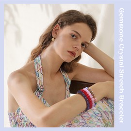 LOLIAS 12 Pcs 8mm Natural Beaded Bracelets for Women Men Natural Crystal Stone Bracelets Stretch Statement Protection Bracelet Charm Beaded Couples Bracelets Jewelry Gifts