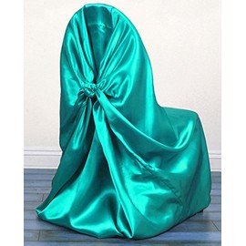 mds Pack of 20 PC Satin Universal Self Tie Chair Covers Banquet Folding Chiavari Dinning Chair Slipcover for Wedding Reception Ceremony Party Decoration Restaurant Furniture Protector - Sea Green
