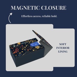 Boltquan Tarot Card Holder with Grey Interior – Fold-Top Case with Magnetic Lid Closure – Fits Standard Tarot Decks – Outer Dimensions 5.39 x 3.38 x 2 Inches (Mystic Ember)