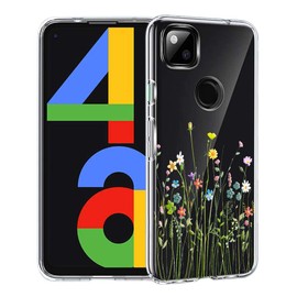 Unov Pixel 4a Case Clear with Design Soft TPU Shock Absorption Slim Embossed Pattern Protective Back Cover 4G 5.8 inch (NOT for Pixel 4a 5G) (Flower Bouquet)