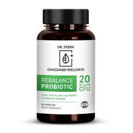 OMISSANDI-WELLNESS Rebalance Probiotic Supplement - Dr. Ian Stern Formulated - for Superior Digestion & Immunity - W/ Organic Prebiotic & L-Glutamine - 20 Billion CFU - 60 Caps