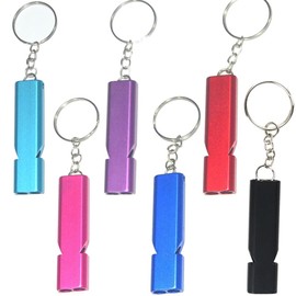 Qtopun Emergency Survival Whistle, 12 Packs Outdoor Loudest Aluminum Whistles Double Tubes Slim Rescue Whistle for Swimming Training Camping Hiking, Hunting, Boating