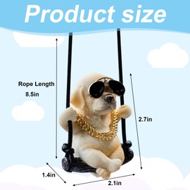 Labrador Retriever Car Mirror Hanging Accessories - Funny Swinging Dog Rear View Mirror Ornament - Cute Bobble Head Dashboard Decorations for Cars Trucks Men Women (Yellow)