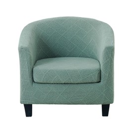 GOSTADY Club Chair Slipcover 2 Piece Jacquard Round Barrel Chair Covers Soft Stretch Tub Chair Slipcover Armchair Covers Furniture Protector for Living Room Hotel Counter Cafe (Jacquard-Green)
