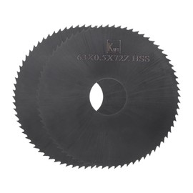 HARFINGTON 2pcs Circular Saw Blades 63mm x 16mm x 0.5mm 72 Teeth Nitride Coated High Speed Steel (HSS) Milling Cutters for Aluminum Alloy Metal Plastic Wood