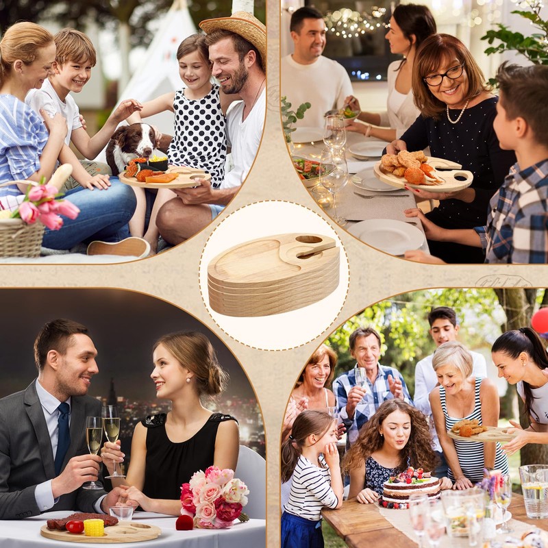SiliFine 6 Pcs Wine Appetizer Plates with Wine Glass Holder