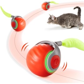 JIDOWAHOSD 2 Packs Speede 2.0 Tail Interactive Cat Toys for Indoor Cats, Automatic Cat Toy with Tail, Electric Rolling Ball on Carpet,Cat Toys for Bored Indoor Adult Cats(Blue + Orange - 2pcs)