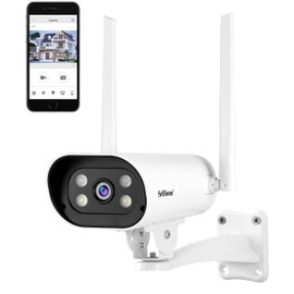 Cámara de Seguridad Exteriores 5MP Camara Bala de Vigilancia WiFi Inalambrica, Impermeable IP66, Visión Nocturna A Color, Audio Bidireccional, Detección de Movimiento, Alarma Instantánea, Monitoreo Casa Inteligente Control Remoto en Android/iOS, Admite T