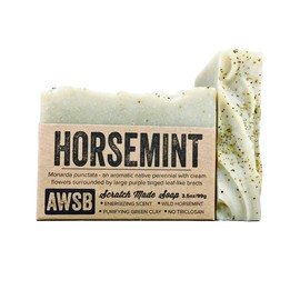 A Wild Soap Bar Horsemint Bar Soap with Peppermint & Spearmint, Vegan, All Natural with Organic Ingredients, Handmade