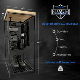 Guard The Line Police Gear Rack - Law Enforcement and Military Gear Stand Organizer - Body Armor Vest, Uniform & Plate Carrier Hanger - Duty Belt Holder - Cop Caddy Tactical Rack (Thin Blue Line)