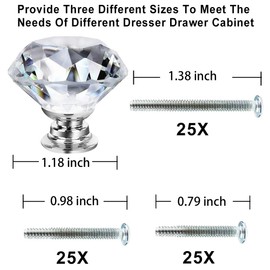 25P Dresser Knobs Crystal Knobs Drawer Knobs - Cabinet Pull Crystal Dresser Knobs Knobs and Pull for Dresser Drawers Knobs and Knobs for Dresser Drawers Kitchen Bathrom Cabint by GoodtoU