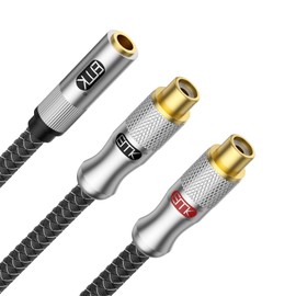 EMK Stereo Audio Cable 3.5mm Female to 2 RCA Female Gold Plated RCA Y Splitter for Smartphone MP3 Tablets HiFi Stereo 0.3M