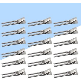 50 Piezas Pinza Pelo de Salón de Hierro, 4.5cm, Plata Diseño de Horquilla Doble, Apertura Fácil y Sujeción Firme, sin Marcas, para Peinados Profesionales y Permanentes