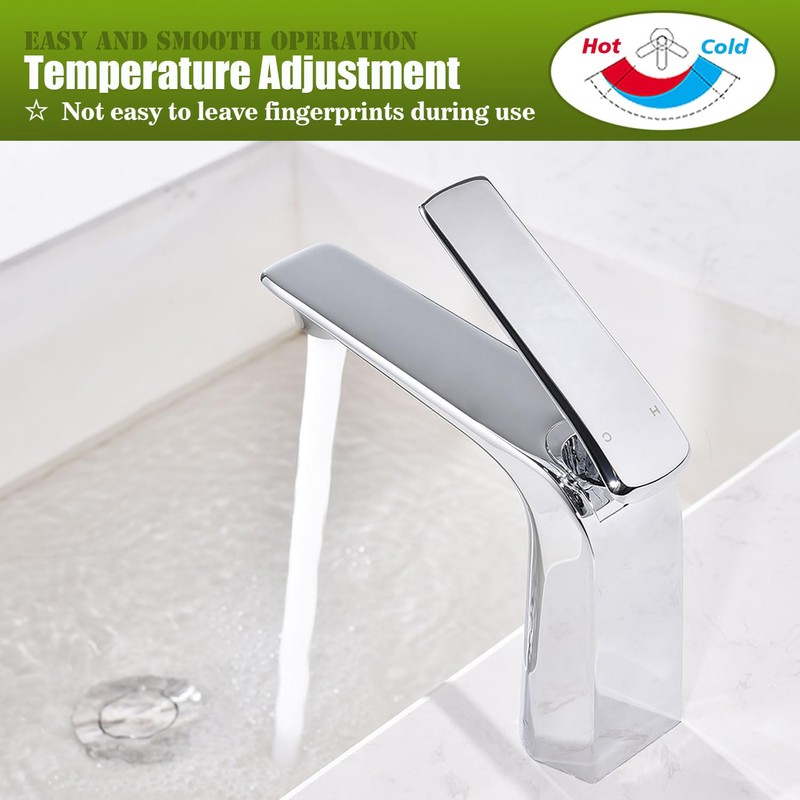 TOCALOCA Bathroom Sink Faucet Chrome Single Handle 1 Hole Vanity