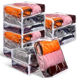 Kingdder 12 Pcs Clear Vinyl Zippered Storage Bags 15.8 x 13.8 x 4 Inch Sweater Storage Bags Plastic with Zipper Moth Proof Bed Sheet Organizer for Blankets Clothes Closet Sweater Quilt Pillow