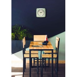 Infinity Instruments Retro Wall Clock - 9 Inch Square Clock - Silent Non-Ticking Mid Century Modern - Kitchen Clock Office Clock Diner Wall Clock - Vintage Wall Clock Decorative - Meadow Mist