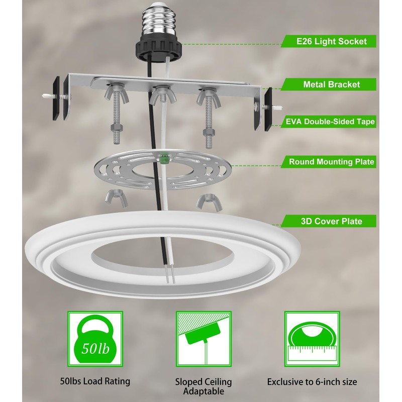tebio 6-Inch Recessed Can Light Conversion Kit for Pendant Light