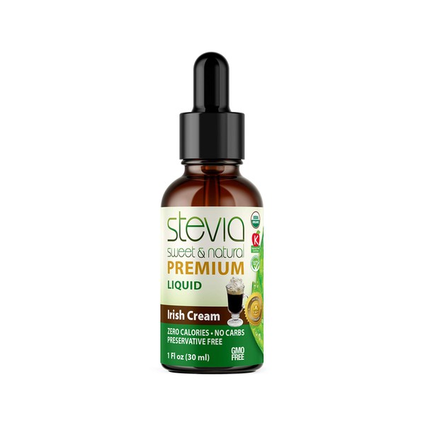 Irish Cream Premium Quality Stevia Drops. Organic Liquid Stevia Sweetener. Best Sugar Substitute, 100% Pure Extract, All Naturally Sweet, Non-Bitter, 0 Calorie, Non-GMO, Diabetic & Keto Friendly (1oz)