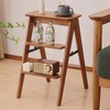JIKUGO Foldable Step Stool Bamboo,3 Step Ladder with Wide Anti-Slip