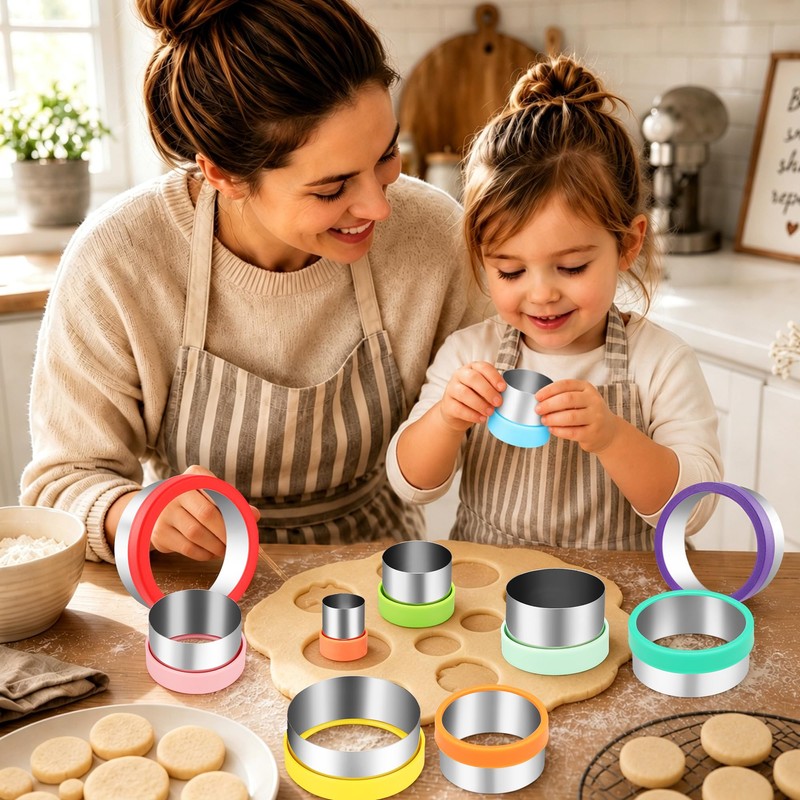 laxizar 10 Pcs Round Cookie Cutters Set Stainless Steel Biscuit