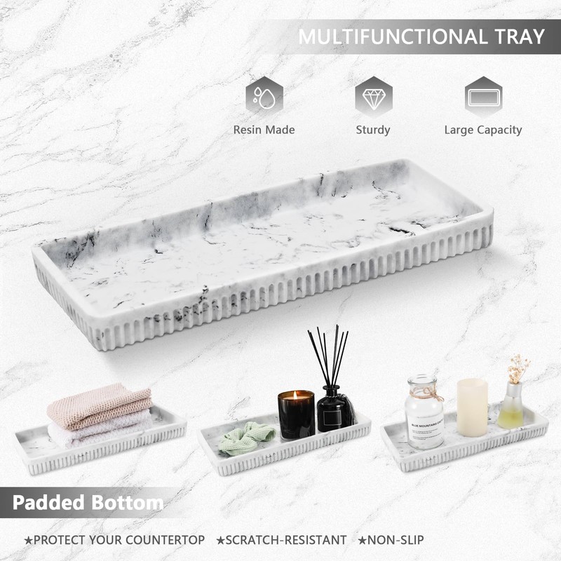 Resin White Marble Bathroom Accessories Set 5 Pcs, Lotion Soap