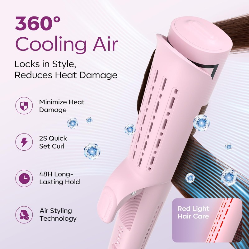 HarrFlow Airflow Curling Iron, Straightener & Flat Iron Combo, Red