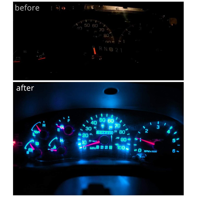 WLJH Bright Ice Blue LED Bulb Instrument Cluster Panel Gauge