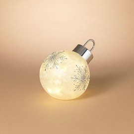 Gerson 84708-9.4" Battery Operated Snowflake Design Glass Holiday Lighted Christmas Tree Ornament