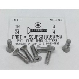 AMERICANINTEGRATEDSUPPLY.COM #10-24x3/4 Undercut Flat Ph Thread Cutting Screws Type F Stainless Steel (25)