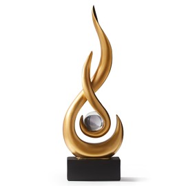 LNXMES Schwarze Flamme Skulpturen Dekor für Wohnzimmer, Moderne Minimalist Statue Home Dekoration für Esszimmer, Abstrakte Kunst Skulptur für Regal TV Stand Couchtisch Deko (Gold-35cm)