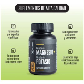 Citrato De Magnesio + Citrato De Potasio - 60 Cáps Sin Sabor