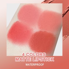 Boobeen Lipstick Crayon Lip Gloss Makeup Lasting Matte Velvet Multi-Color Lipstick Pencil, Crayon Lip Stick Set Gifts for Girls and Women, 4 Colors