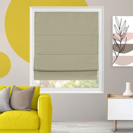 Cordless Roman Shades for Windows, 100% Blackout Linen Fabric Window Blind Treatment, UV Blocking, Energy Efficient and Privacy Protection, 31 x 64, Doheny Sierra by YELLOW BLINDS