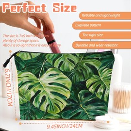 Scribesense Makeup Bag Travel Makeup Organizer Waterproof Cosmetic Bag Pouch with Zipper 6.7x9.45in for Women Female Friend Mom - Tropical Rainforest Leaves