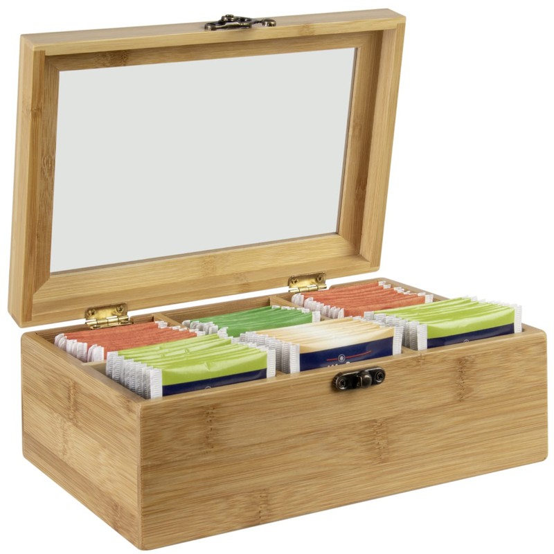 wenco Premium Tea Box with 6 Compartments, 21.7 x 16