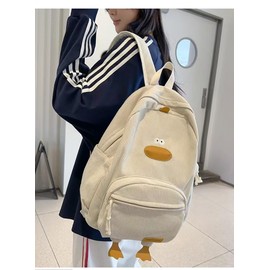 MININAI Novelty Duck Backpack Funny Animal Cartoon Corduroy Backpack Kawaii Aesthetic Laptop Backpack Preppy Stuff (Green)