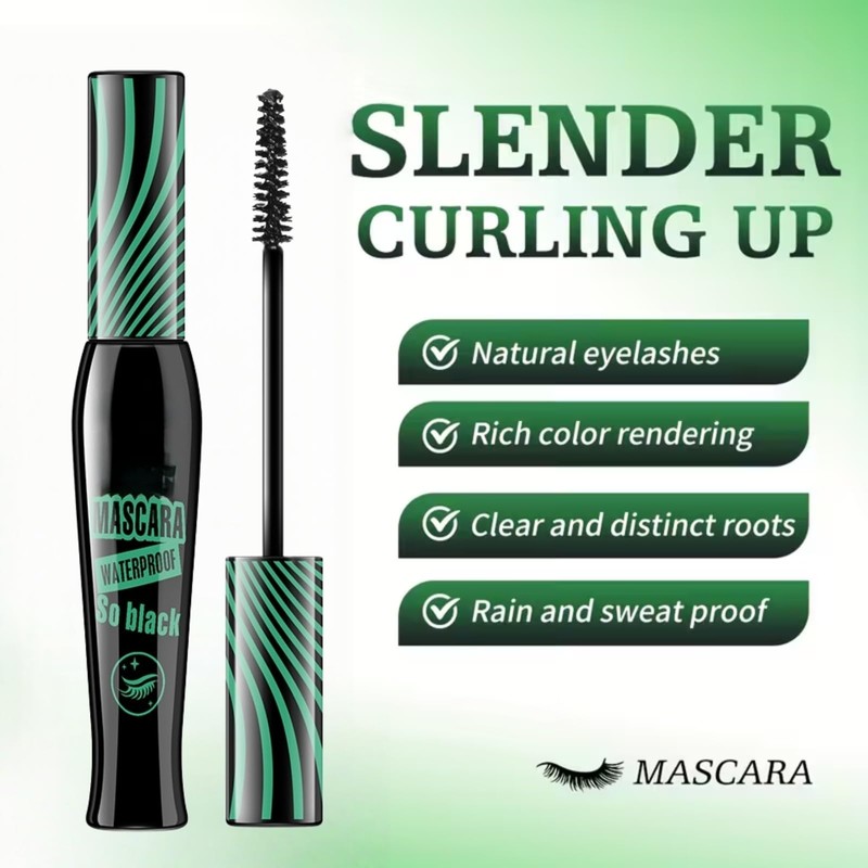 3pcs(Green) False Lash Effect Mascara Set,Primer Waterproof Mascara,Tubing Mas/cara,Volume Effect