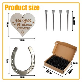 Hufeisen Glücksbringer Geschenk Set – Richtfest Geschenk mit Hufeisen, 4 Nägel & Herzschild Viel Glück im Neuen Zuhause Perfektes Einweihungsgeschenk fürs Neue Zuhause