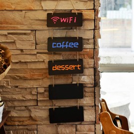Dokpav Mini Chalk Boards, 6pcs Hanging Small Wood Rectangle Blackboard, Message Memo Board,Place Cards for Home Office Restaurants Cafes Walll Weddings Birthday Parties Menu Sign Event Decorations