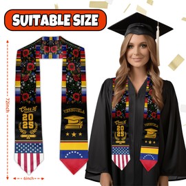 ZINYAM Venezuela Graduation Stole Class of 2025 Venezuela American Flag Graduation Sash 72" Graduate Honor Stoles