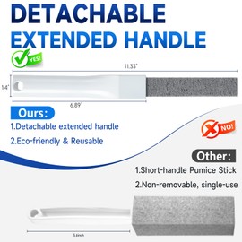 8 Pack Pumice Stone Toilet Bowl Cleaner with 2 Replaceable Long Handles
