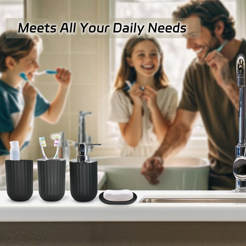 Black Bathroom Accessories Set, 9-Piece Bathroom Accessory Sets Complete with