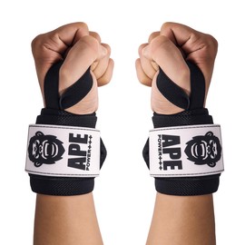 Power Ape Weight Lifting Wrist Wraps Muscle Building Performance Fitness Training Gym Straps Thumb Loop Support Stretchable Cotton Bandage Brace Training Cuff(Black)