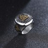 PikaLF Triple Valknut Ring With Rune Circle Symbol, Odin Symbol