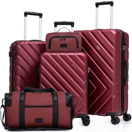 Luggage Sets 5 Piece, Suitcases with Wheels, ABS Hard Case Luggage with TSA Lock Spinner Wheels, Carry On Luggage Set(5 Piece Sets (20"/24"/28"/DB/TB))